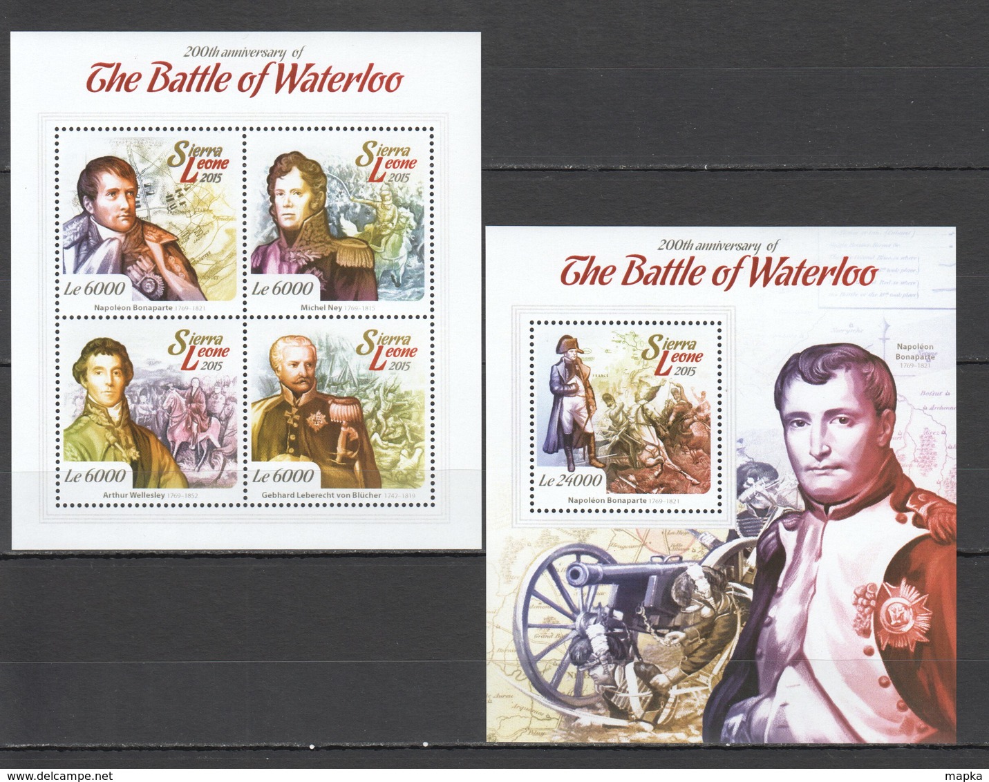 ST517 2015 SIERRA LEONE HISTORY 200TH ANNIVERSARY OF THE BATTLE OF WATERLOO 1KB+1BL MNH - Franz. Revolution