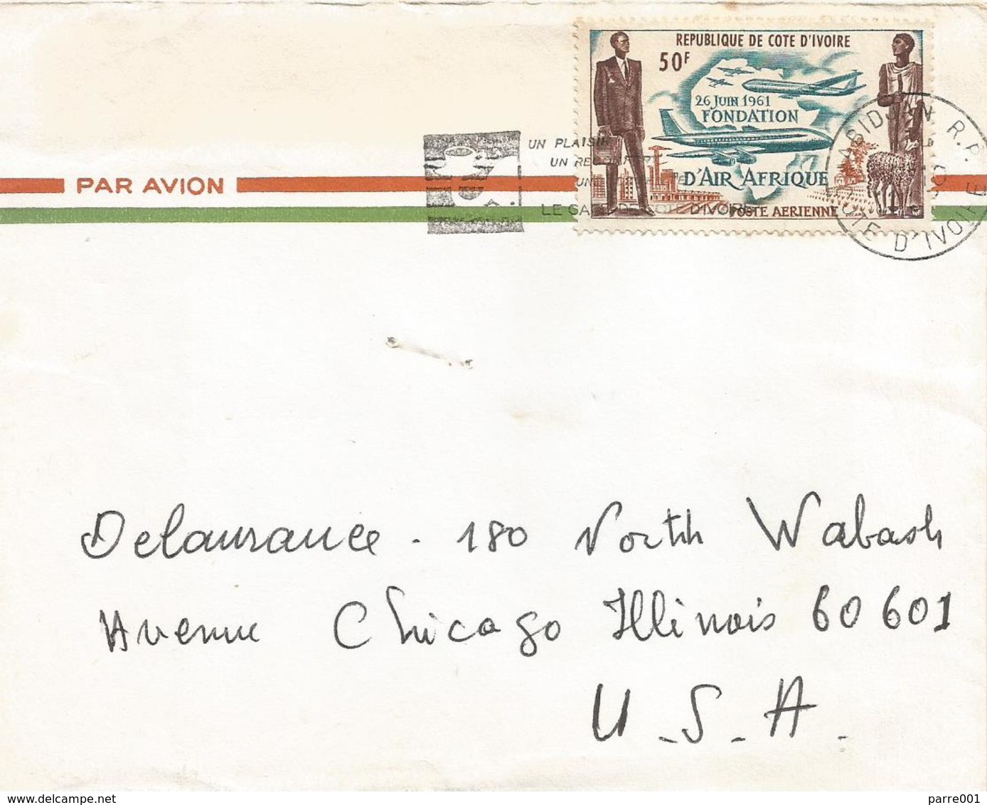 Cote D'Ivoire 1967 Abidjan Creation Air Afrique Airline Cover - Côte D'Ivoire (1960-...)