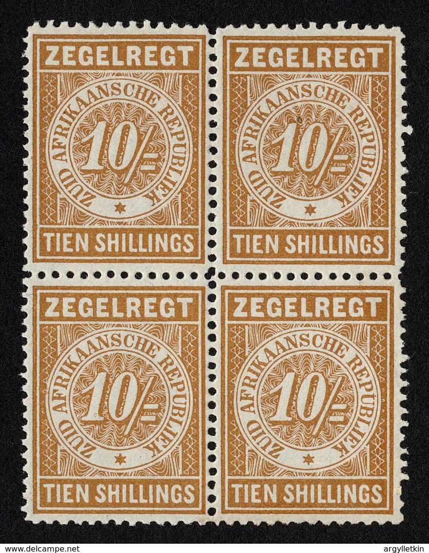 TRANSVAAL 10/- REVENUE BLOCK - Transvaal (1870-1909)