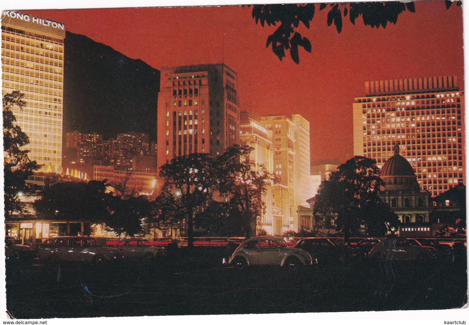 Hong Kong: VW 1200 BEETLE/KÄFER/COX - Night View Of Bank District - Hong Kong Hilton Hotel - Toerisme