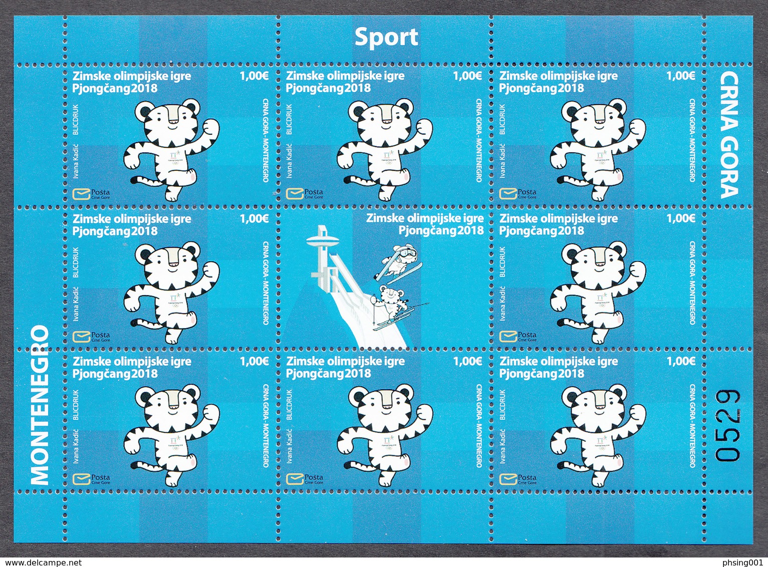 Montenegro 2018 Winter Olympic Games PyeongChang, South Korea, Tiger, Mini Sheet MNH - Winter 2018: Pyeongchang