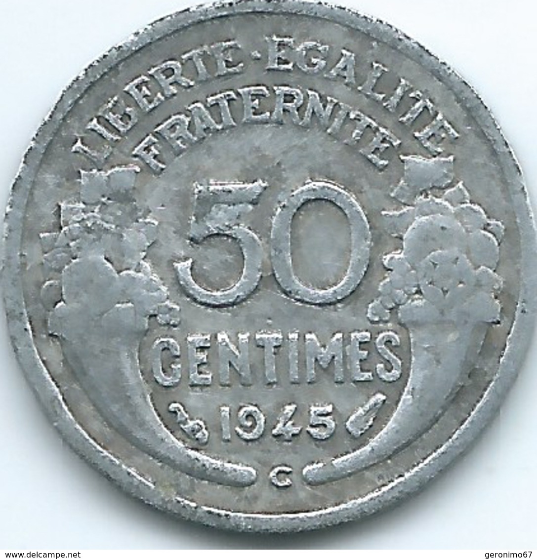 France - 50 Centimes - 1945 C - Castelsarrasin Mint - KM894.3a - Otros & Sin Clasificación