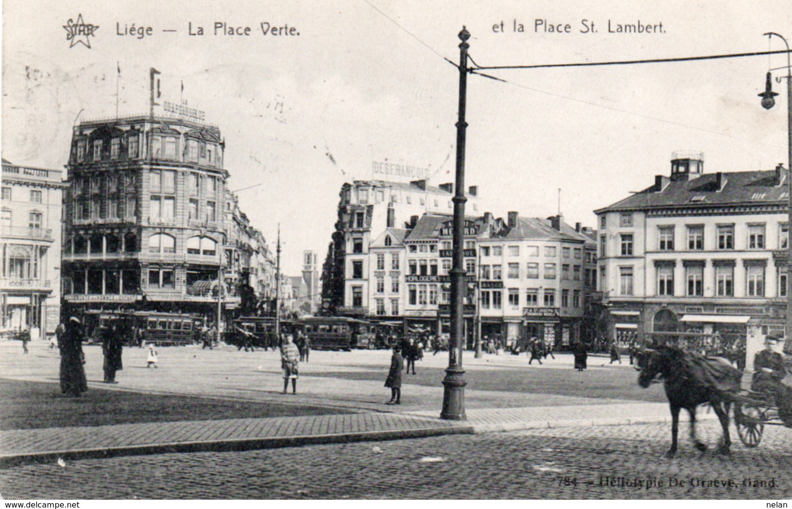 LIEGE-LA PLACE VERTE ET LA PLACE ST. LAMBERT-VIAGGIATA 1910 - Liège