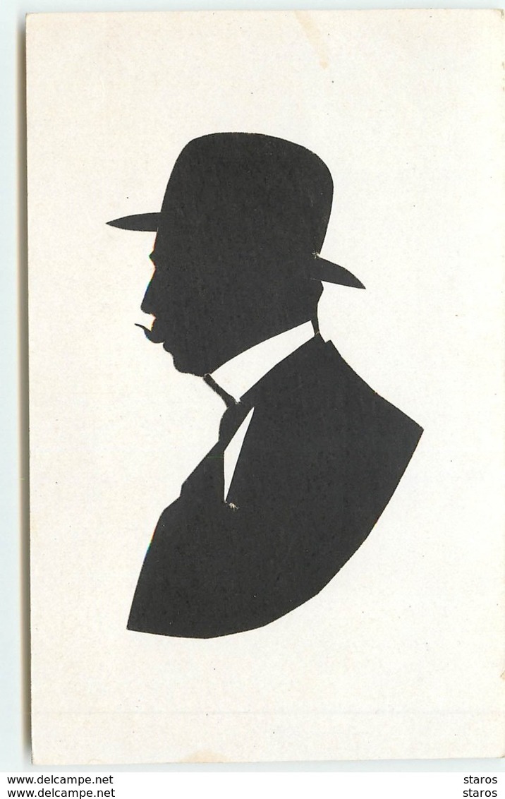 Silhouette N°3 -  Homme Avec Moustache Portant Un Chapeau Melon - Silhouettes