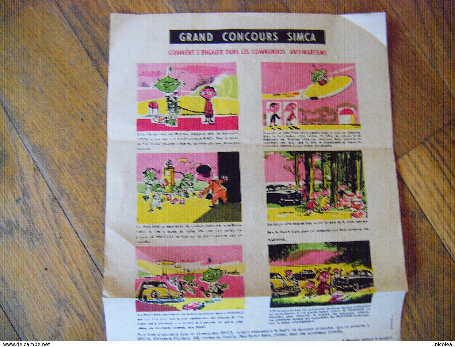 SIMCA PUBLICITE 1954 CONCOURS SIMCA ARONDE COMMANDOS ANTI MARTIENS AMATEURS DE L'ARONDE ET DE L'HUILE SHELL X 100 - Voitures