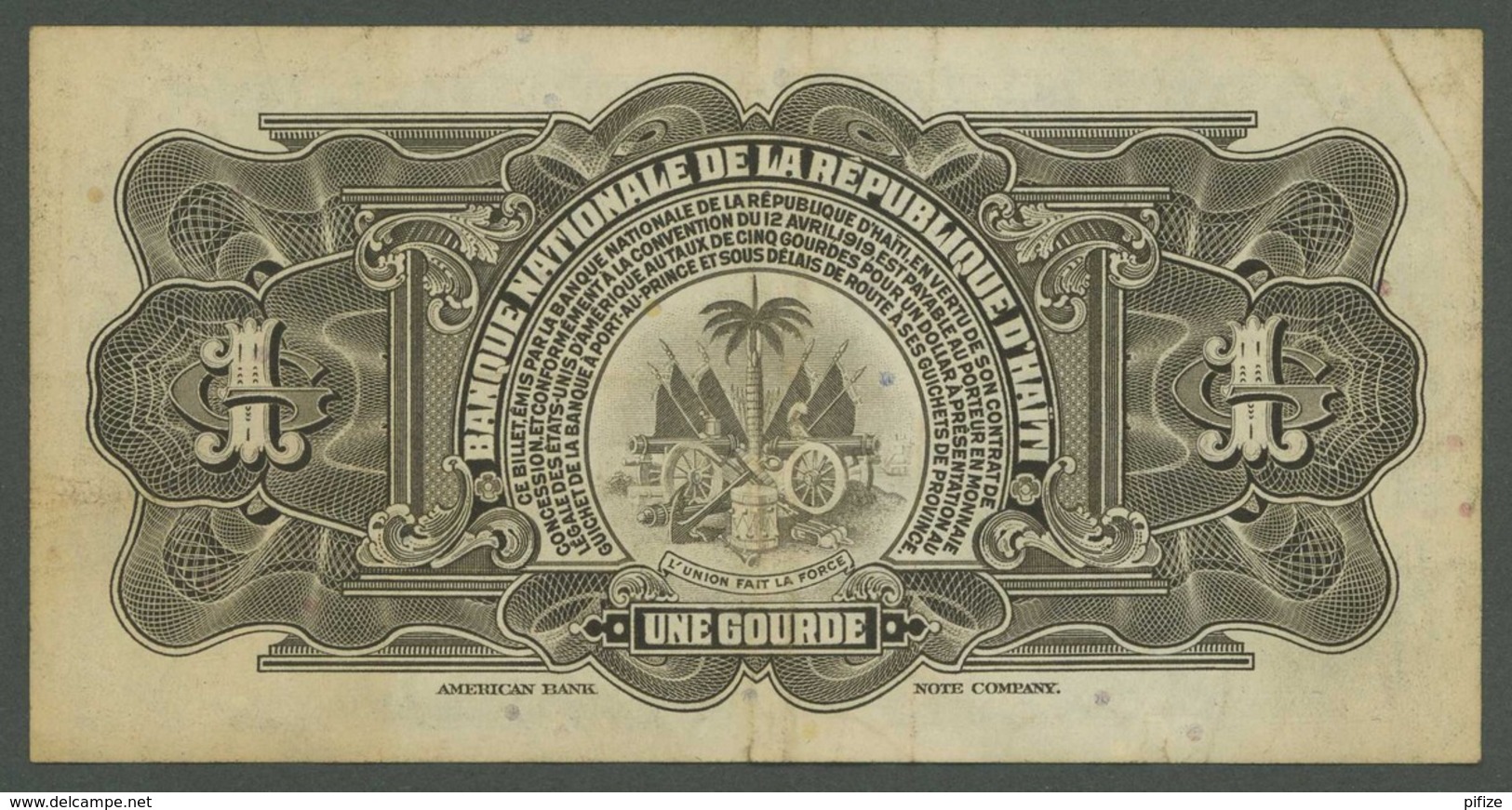 (Haïti) Rare Billet De 5 Gourdes 1908 . En Prime, Billet D'une Gourde 1919 . - Haïti