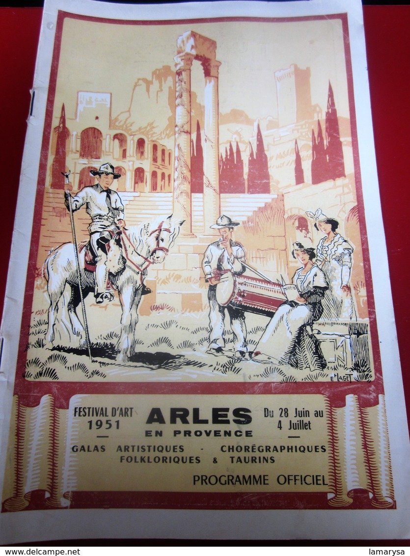 1951-ARLES-PROGRAMME MUSIQUE 7é REGIMENT GENIE MILITAIRE-GALAS ARTISTIQUES-CHORÉGRAPHIQUES-FOLKLORIQUE-CORRIDA-LA FLOTTE - Programmes