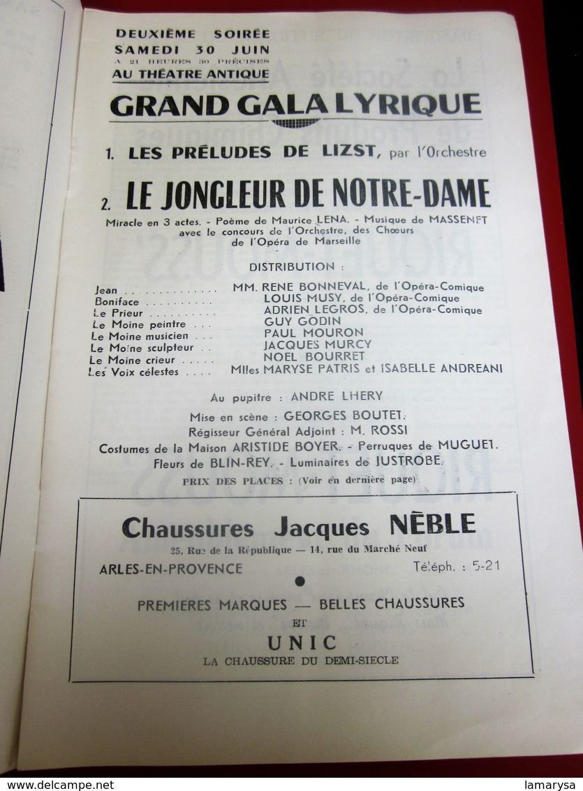 1951-ARLES-PROGRAMME MUSIQUE 7é REGIMENT GENIE MILITAIRE-GALAS ARTISTIQUES-CHORÉGRAPHIQUES-FOLKLORIQUE-CORRIDA-LA FLOTTE