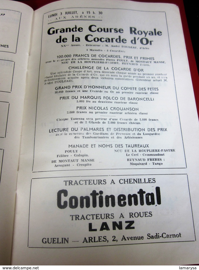 1951-ARLES-PROGRAMME MUSIQUE 7é REGIMENT GENIE MILITAIRE-GALAS ARTISTIQUES-CHORÉGRAPHIQUES-FOLKLORIQUE-CORRIDA-LA FLOTTE