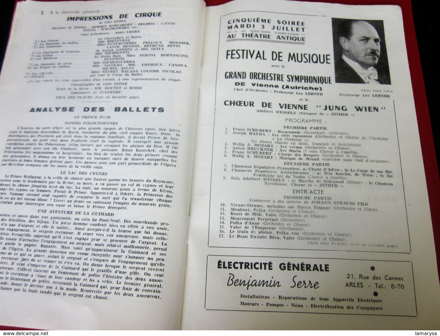 1951-ARLES-PROGRAMME MUSIQUE 7é REGIMENT GENIE MILITAIRE-GALAS ARTISTIQUES-CHORÉGRAPHIQUES-FOLKLORIQUE-CORRIDA-LA FLOTTE