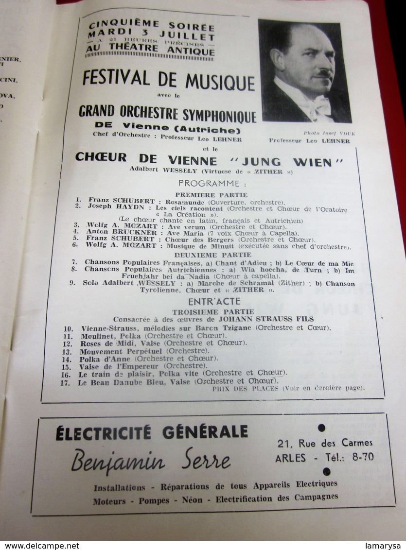 1951-ARLES-PROGRAMME MUSIQUE 7é REGIMENT GENIE MILITAIRE-GALAS ARTISTIQUES-CHORÉGRAPHIQUES-FOLKLORIQUE-CORRIDA-LA FLOTTE