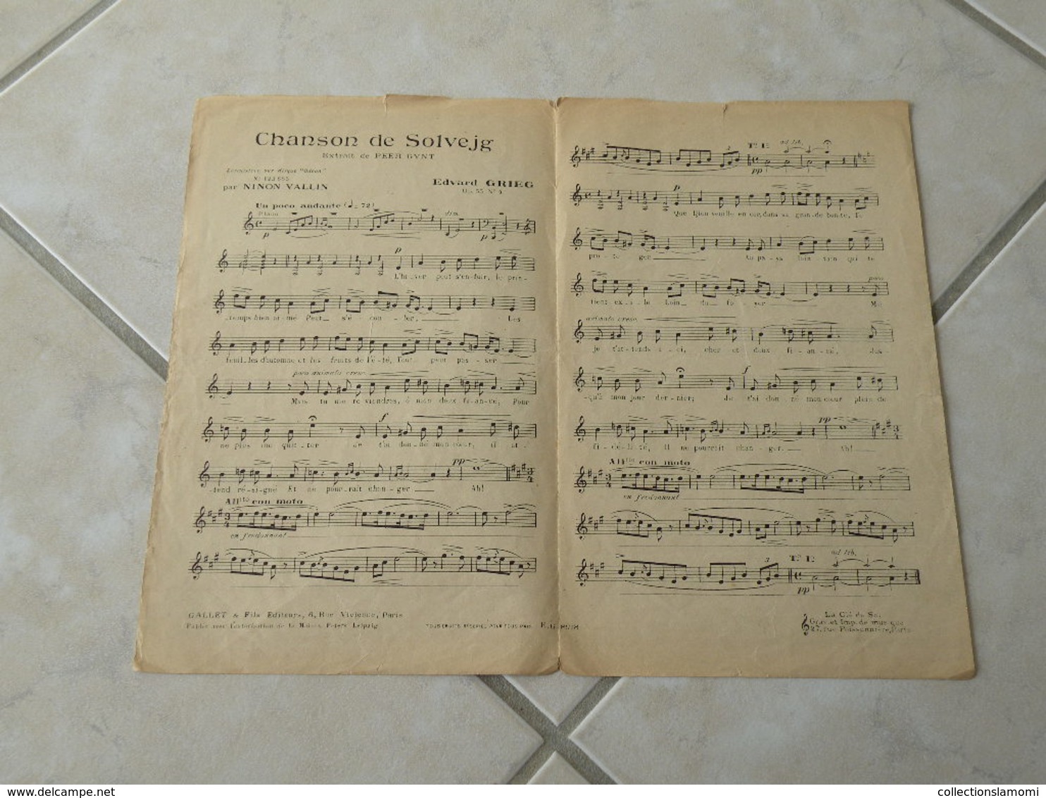 Chanson De Solvejg (Peer Gynt)-(Paroles )-(Musique Edvard Grieg) Partition - Chansonniers