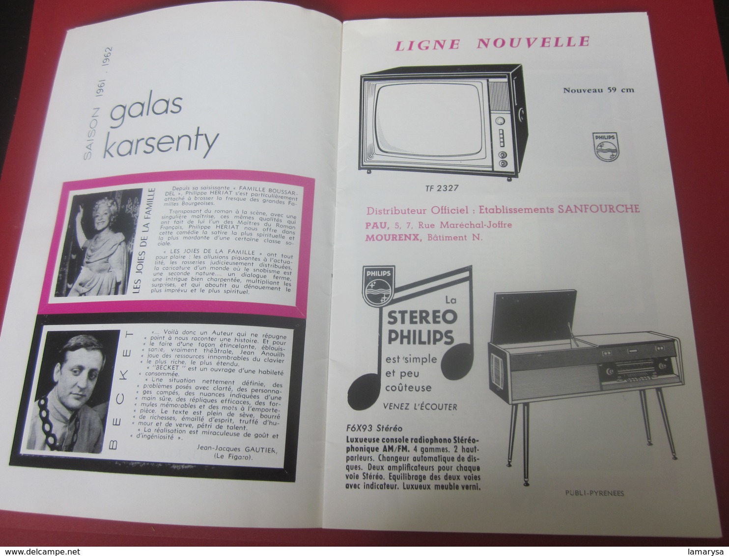 1951-CASINO DE PAU -PROGRAMME- MOUSSORGSKI-BORODINE- PROKOFIEV GALA ARTISTIQUE-CHORÉGRAPHIQUES-PUBLICITÉ ONDINE-FLORIDE - Programma's