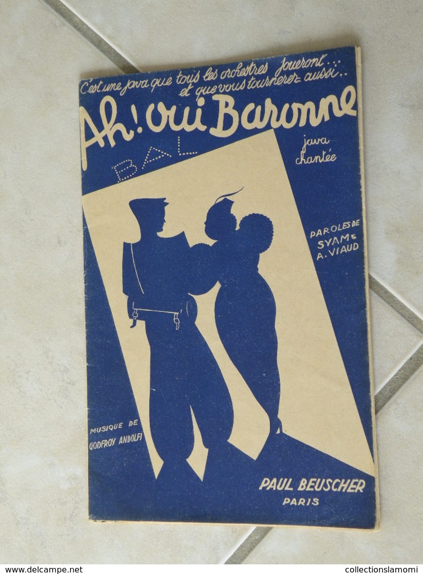 Ah Oui Baronne -(Paroles Syam & A. Viaud)-(Musique Godfroy Andolfi) Partition Pour Orchestre 1936 - Chansonniers