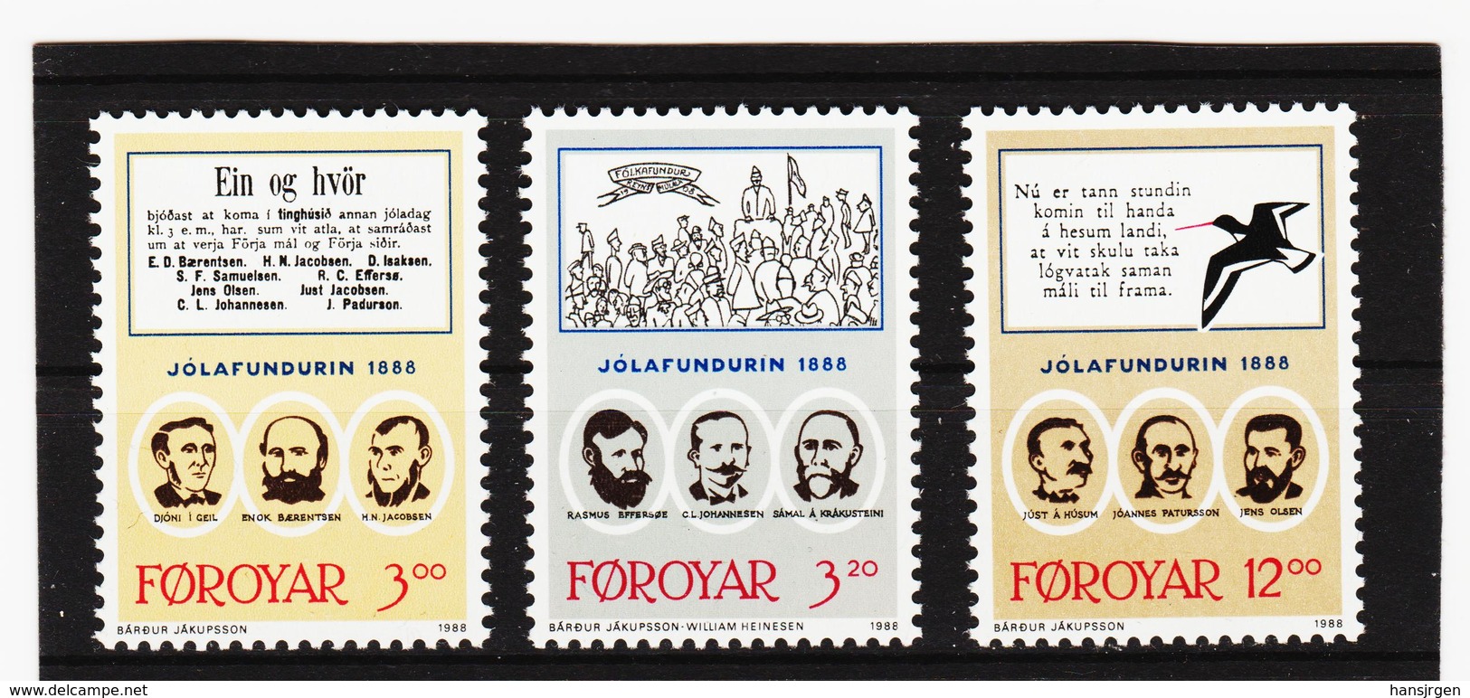 POL1858 DÄNEMARK - FÄRÖER 1988  Michl 172/74 ** Postfrisch SIEHE ABBILDUNG - Färöer Inseln