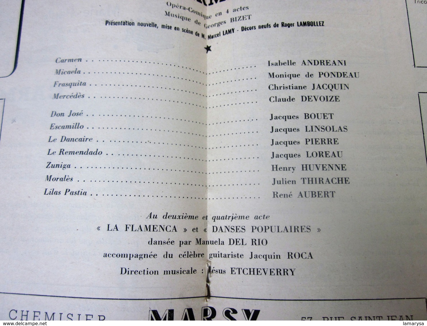 1953-54-PROGRAMME-THÉÂTRE DE NANCY- CARMEN-LA FLAMENCA--PHOTOS ARTISTES-DANSE- COMÉDIE - PUBLICITÉ BIÈRE