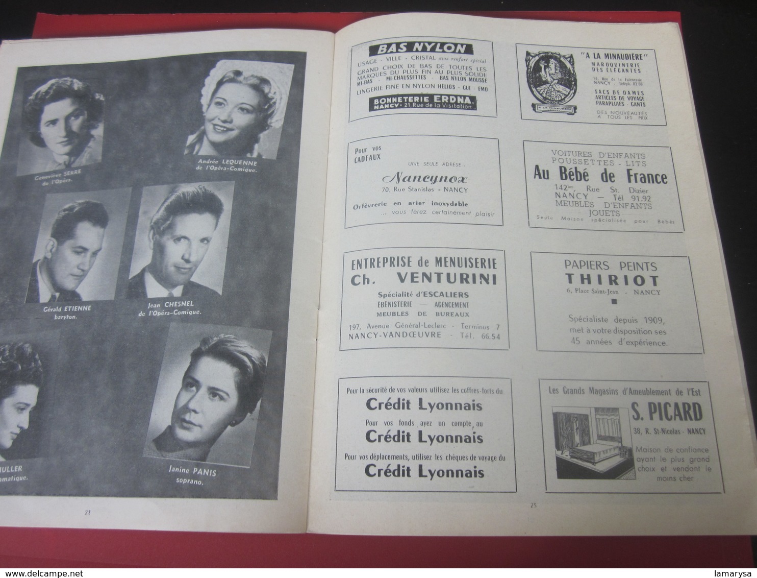 1953-54-PROGRAMME-THÉÂTRE DE NANCY- CARMEN-LA FLAMENCA--PHOTOS ARTISTES-DANSE- COMÉDIE - PUBLICITÉ BIÈRE