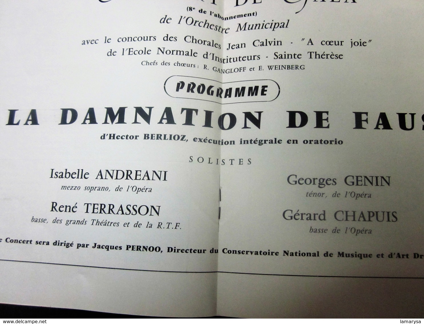 1959 - CONCERT DE GALA CLASSIQUE THÉÂTRE METZ-PROGRAMME-LA DAMNATION DE FAUST-PHOTOS ARTISTES-DANSE-COMÉDIE-PUBLICITÉ