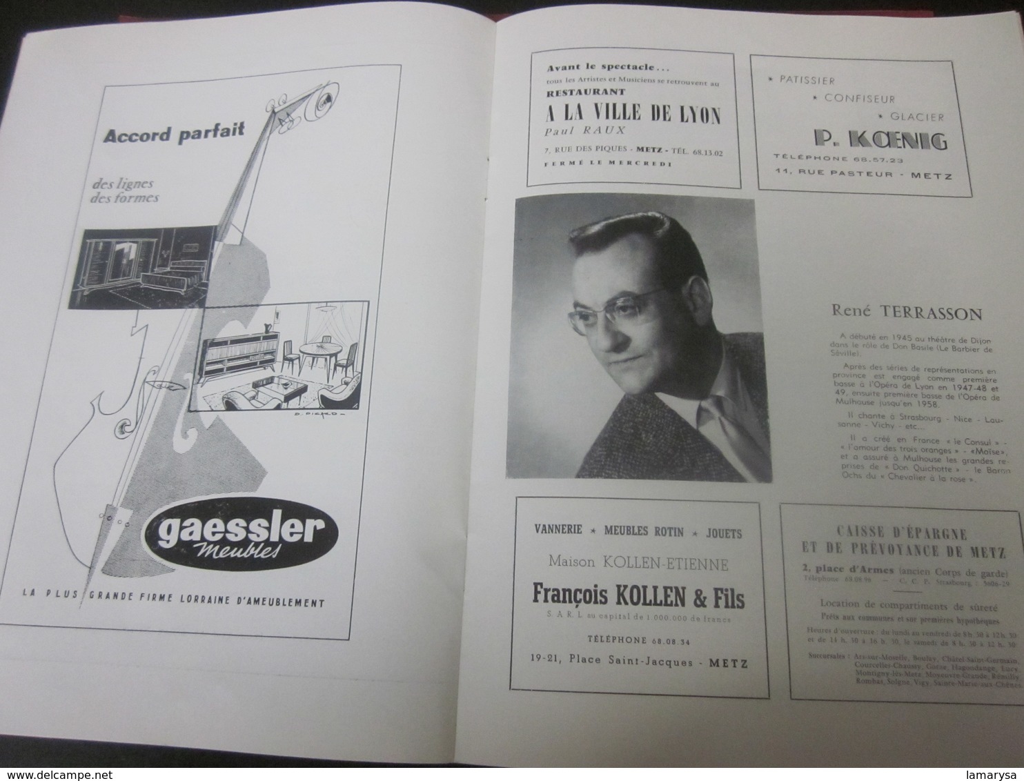 1959 - CONCERT DE GALA CLASSIQUE THÉÂTRE METZ-PROGRAMME-LA DAMNATION DE FAUST-PHOTOS ARTISTES-DANSE-COMÉDIE-PUBLICITÉ