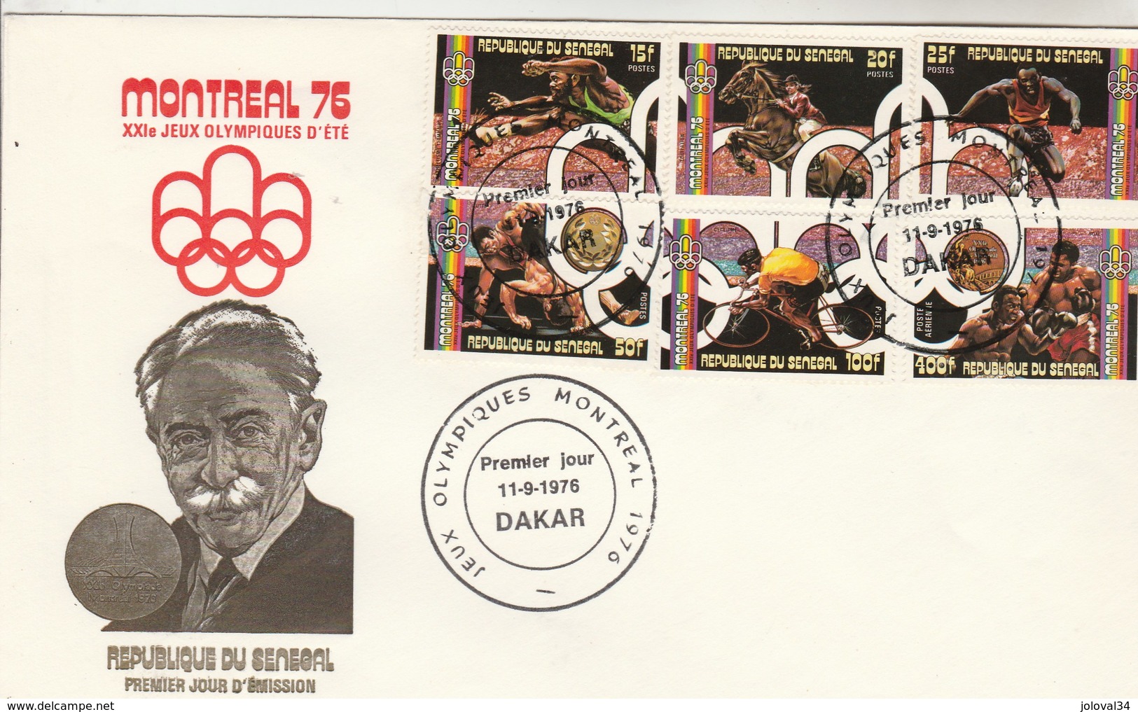 Sénégal Enveloppe FDC Format 14,5 X 22 Cm Bloc Feuillet Jeux Olympiques Montréal 1976 Sport - Ete 1976: Montréal