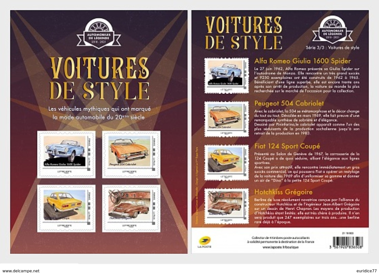 France 2019 - Stamp Day 2019 - Stylish Cars - Studio - Collectible Sheet Mnh - Nuevos