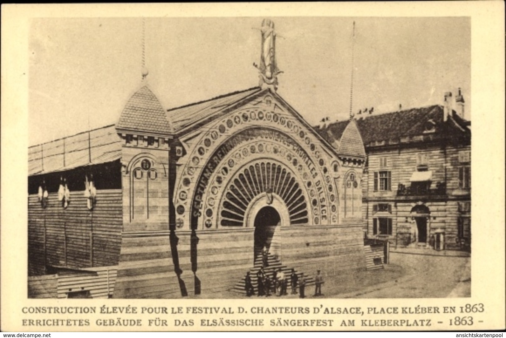 Cp Strasbourg Straßburg Elsass Bas Rhin, Festhalle Am Kleberplatz, Elsässisches Sängerfest 1863 - Autres & Non Classés