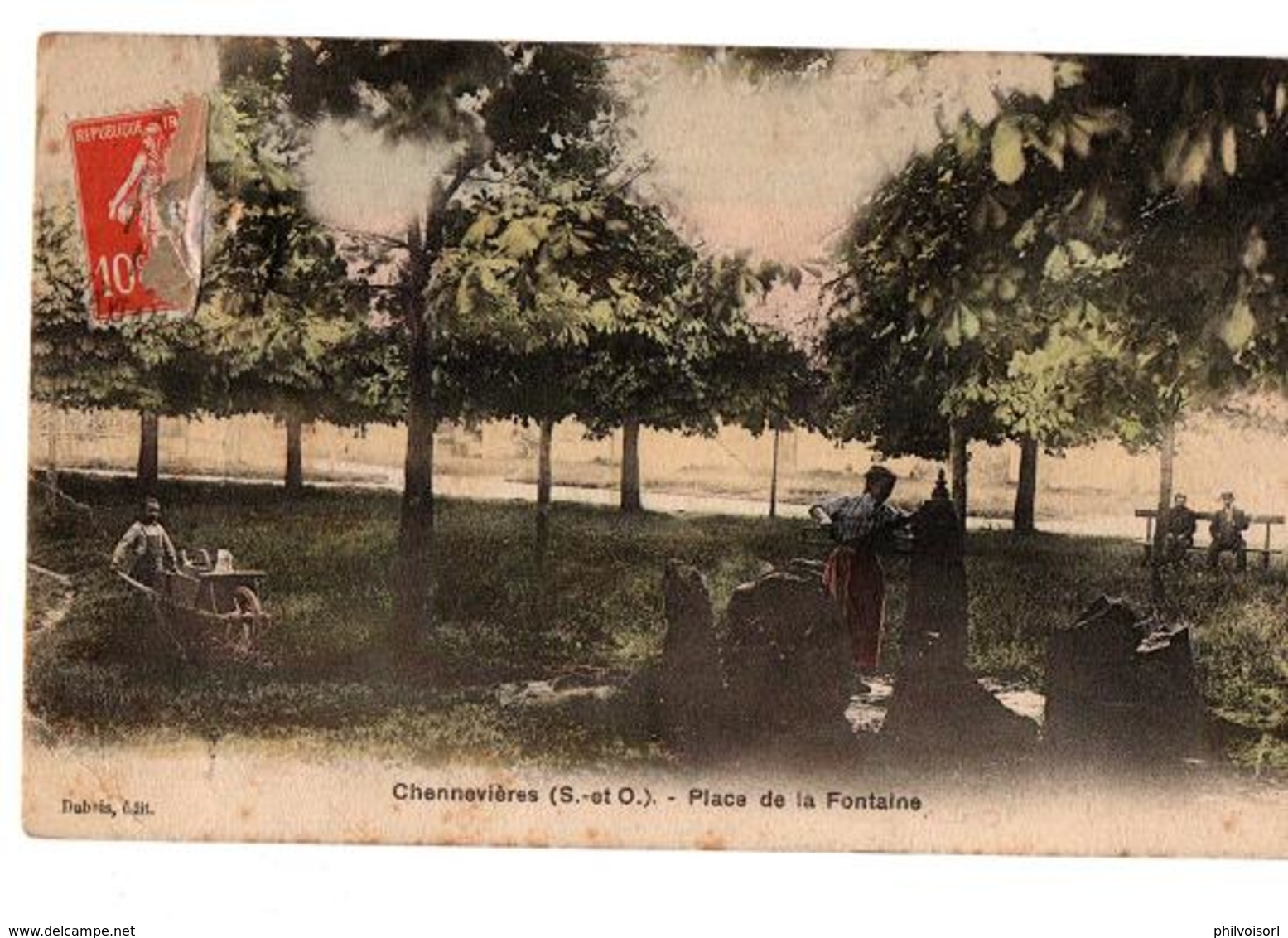 CHENNEVIERES PLACE DE LA FONTAINE CARTE COULEUR  ANIMEE - Chennevieres Sur Marne