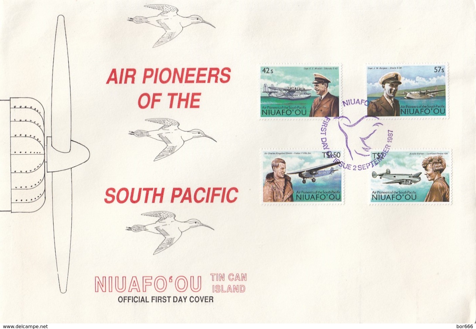 GOOD TONGA NIUAFO 'OU FDC 1987 - Air Pioneers Of The South Pacific - Tonga (1970-...)