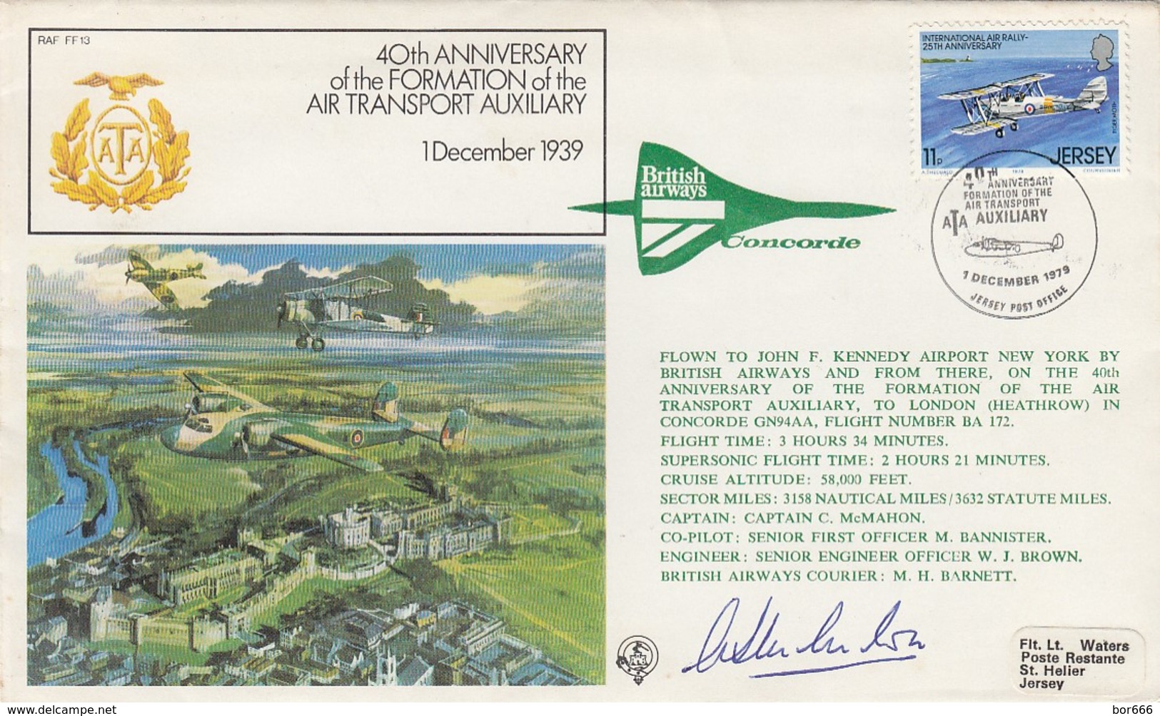 GOOD JERSEY Special Stamped Cover 1979 - Air Transport Auxiliary / Concorde - Jersey