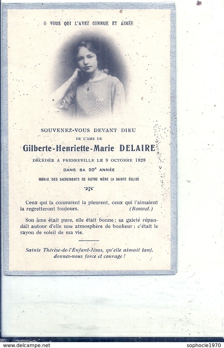 SOMME - 80 - FRESSENNEVILLE - Carte Morutaire Gilbert Delaire 1928 - Autres & Non Classés