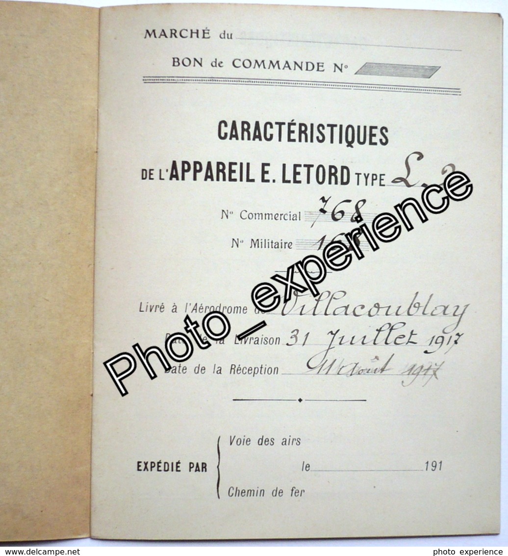 Livret Document Guerre 14-18 Aviation Airplane Military WW1 VILLACOUBLAY Yvelines 78 - Documents