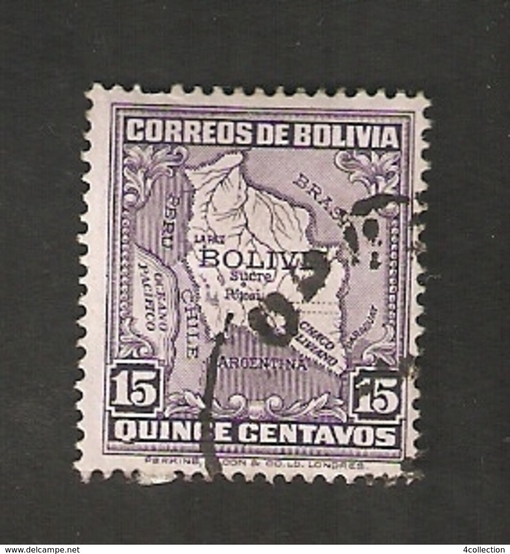 Bo4-11-2. America Correos De BOLIVIA 15 Centavos Map Of Bolivia With Airplane - Bolivia