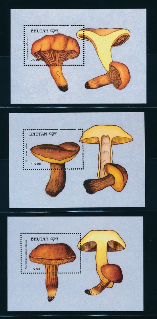 Bhutan 1989, "mushrooms", 6 stamps + 8 miniatur sheets, superb (91208