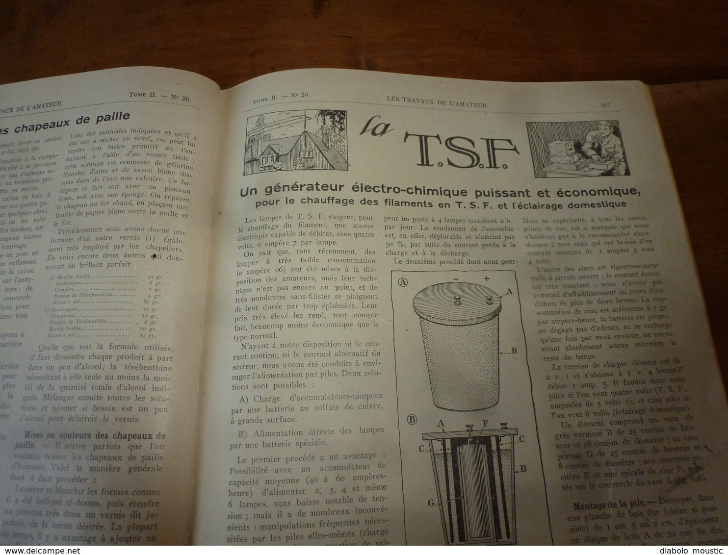 1924 LES TRAVAUX DE L'AMATEUR:Comment Faire(Tobogan,Mongolfière,Verni-tampon,Tue-insectes électrique,Etamage, TSF) ; etc
