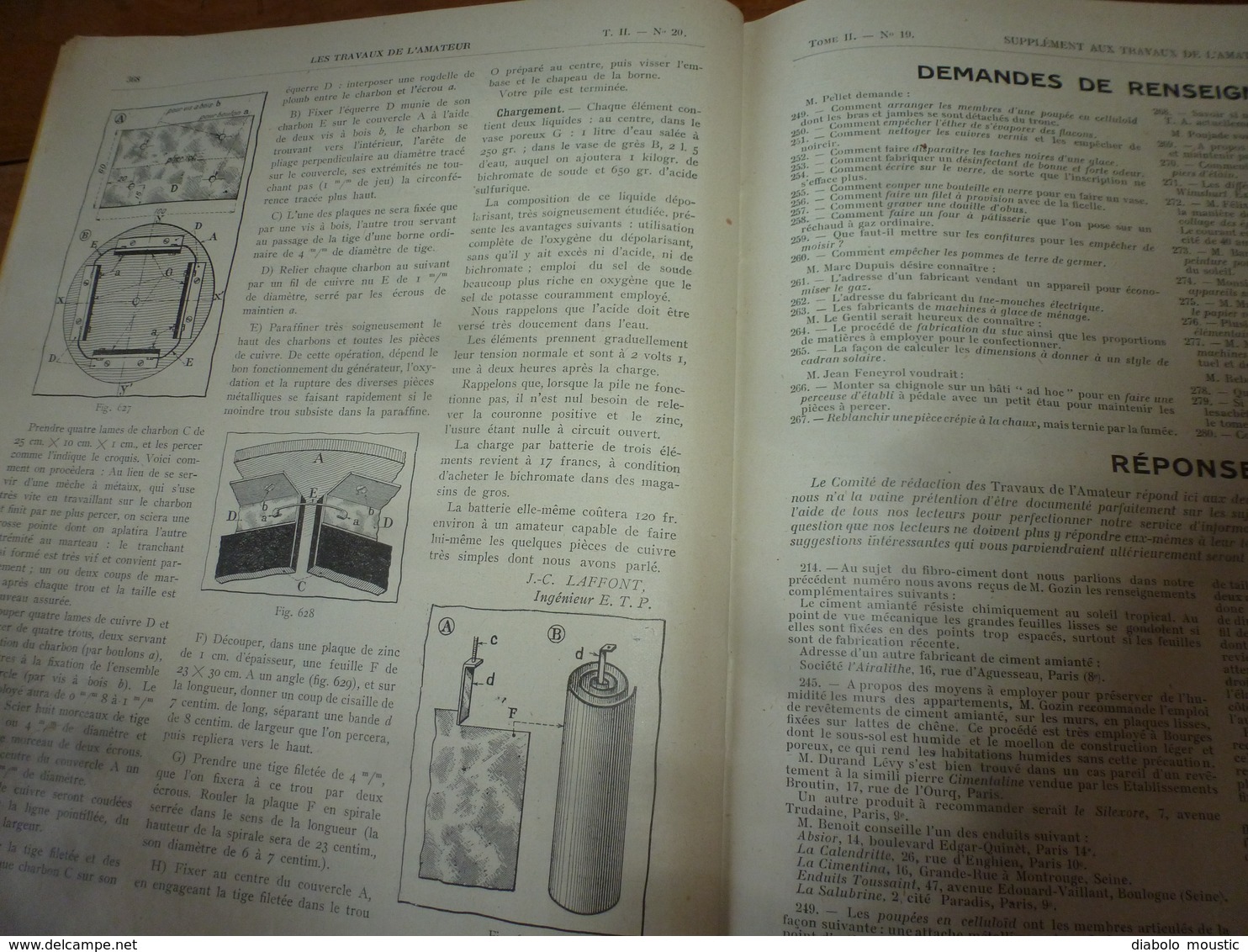 1924 LES TRAVAUX DE L'AMATEUR:Comment Faire(Tobogan,Mongolfière,Verni-tampon,Tue-insectes électrique,Etamage, TSF) ; etc