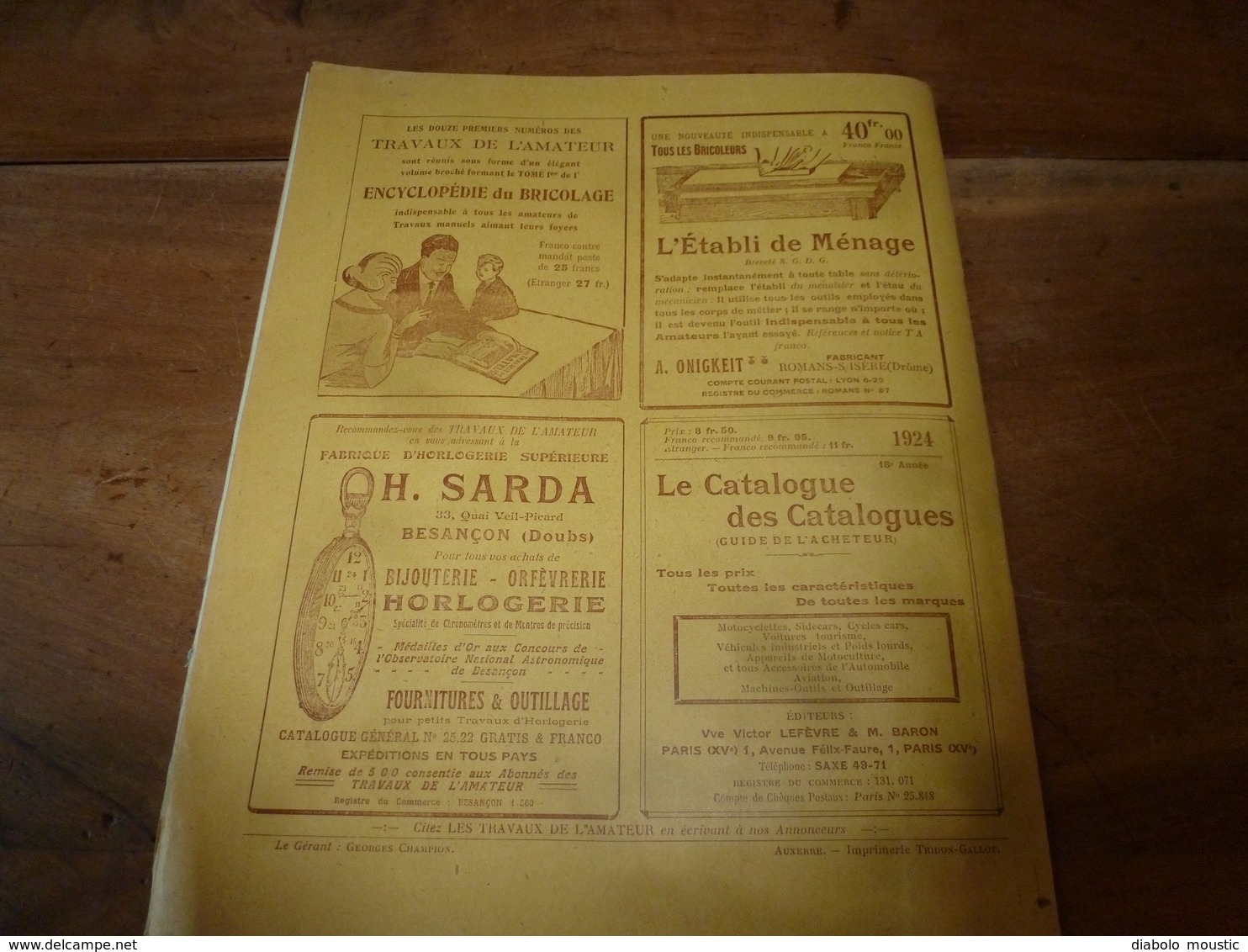 1924 LES TRAVAUX DE L'AMATEUR:Comment Faire(Tobogan,Mongolfière,Verni-tampon,Tue-insectes électrique,Etamage, TSF) ; etc