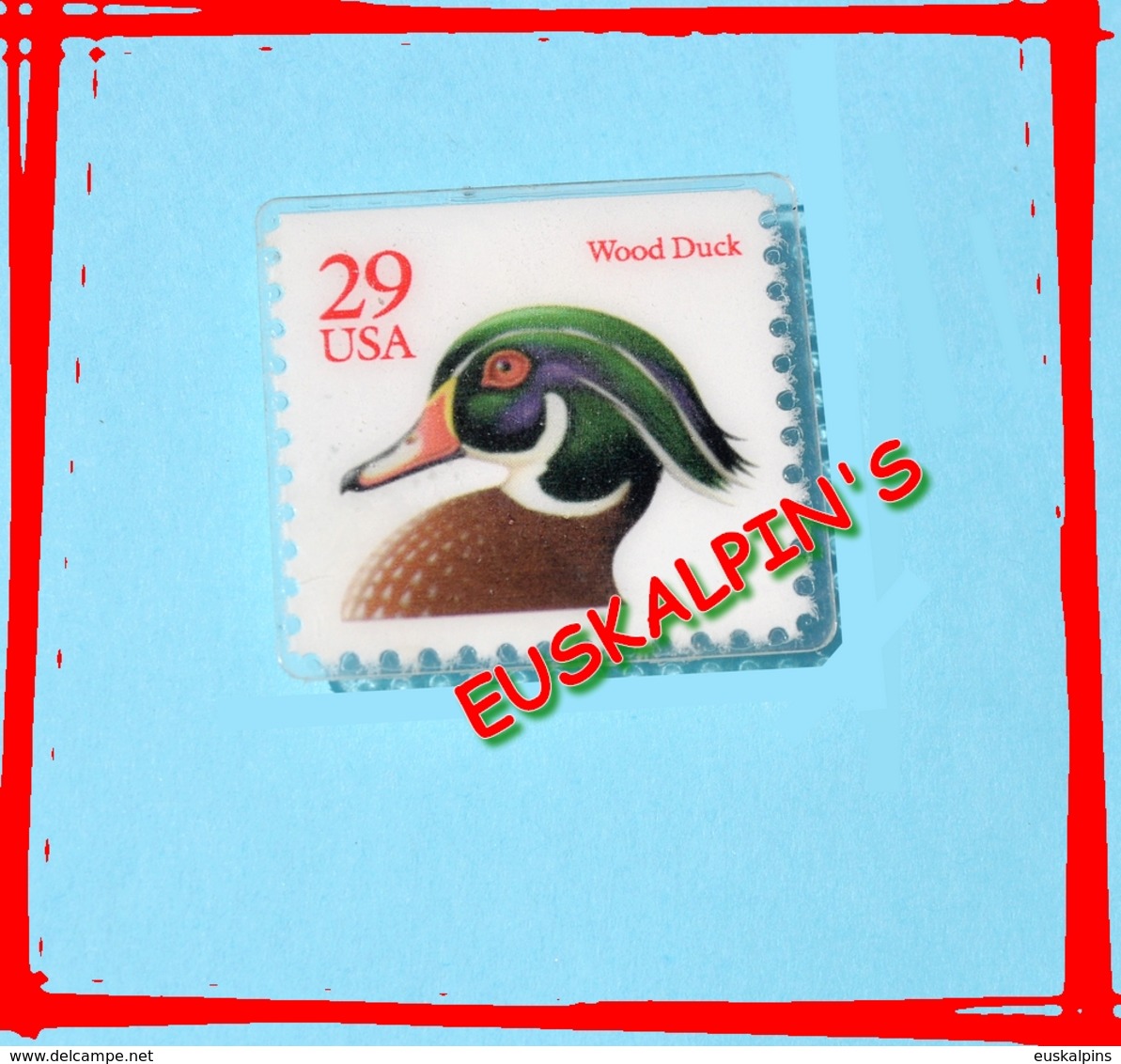 Pin's Timbre U.S Postage, Canard Carolin, Wood Duck, Oiseau, Bird - Animaux