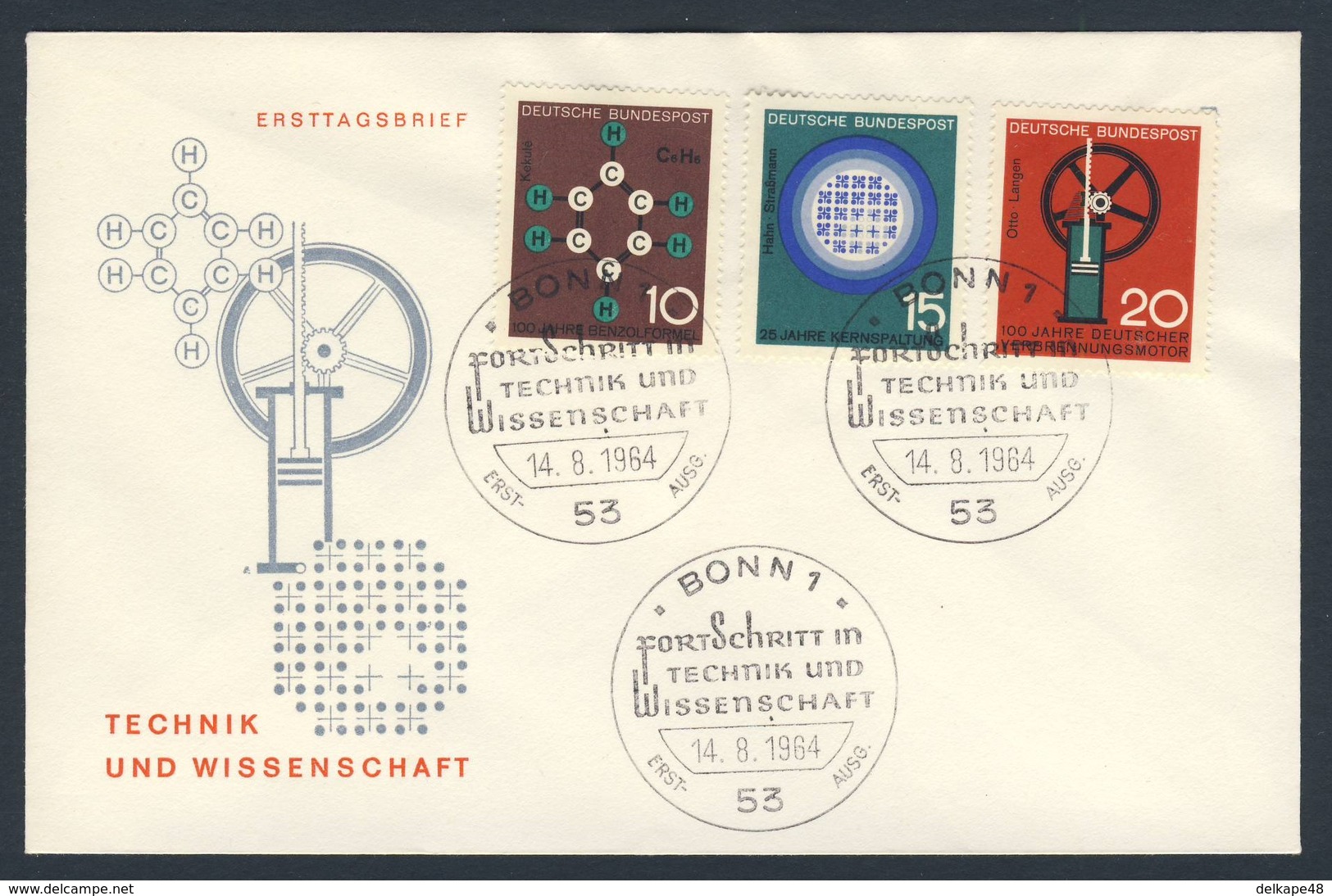 Deutschland Germany 1964 FDC + Mi 440 /2 YT 310 /2 Sc 892 /4 - Fortschritt In Technik, Wissenschaft / Scientific Anniv. - Andere & Zonder Classificatie