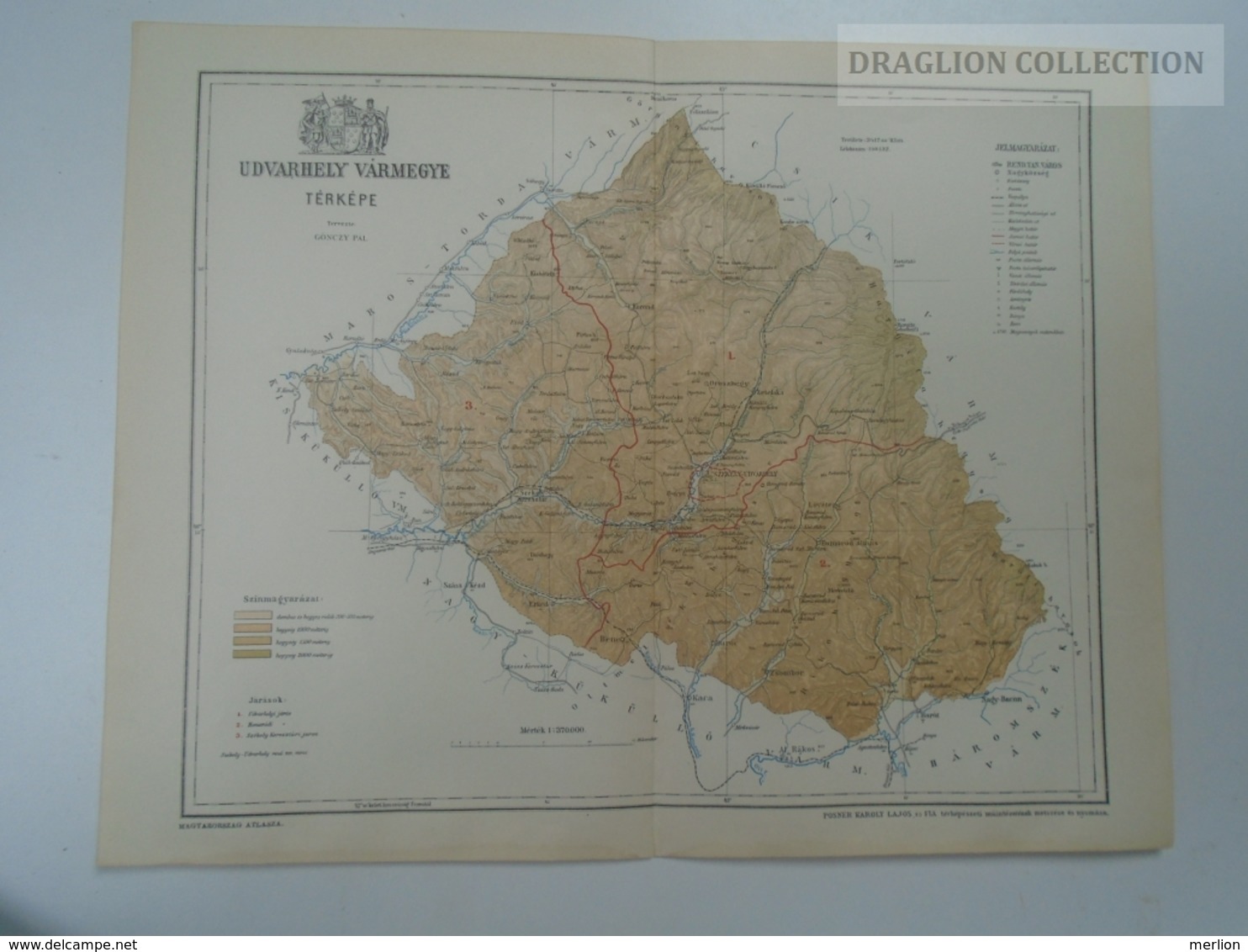 W513.16 Hungary UDVARHELY- Vármegye -Homoród, Zetelaka, Korond Ca 125 Years Old Map For Pallas Lexikon Ca 1890 - Geographische Kaarten