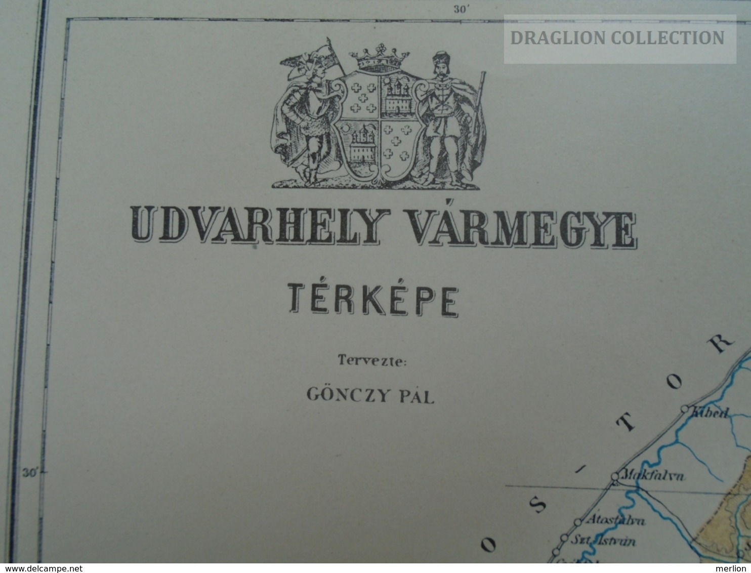 W513.16 Hungary UDVARHELY- Vármegye -Homoród, Zetelaka, Korond Ca 125 Years Old Map For Pallas Lexikon Ca 1890 - Geographische Kaarten