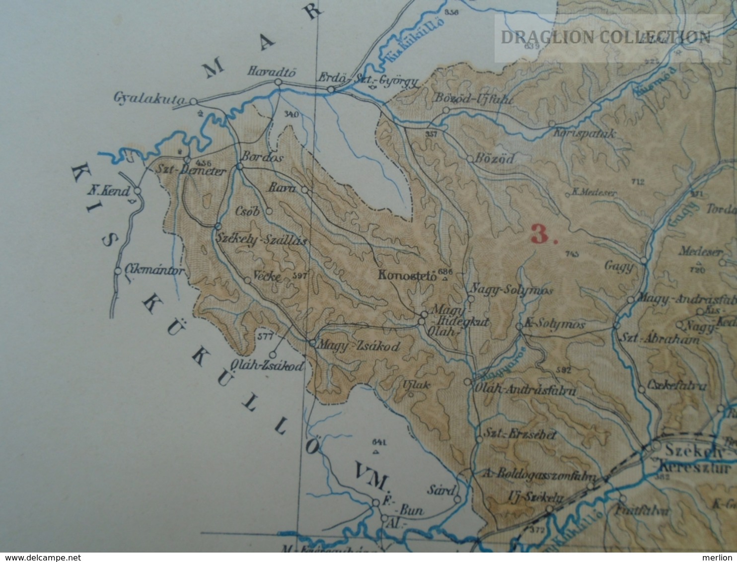 W513.16 Hungary UDVARHELY- Vármegye -Homoród, Zetelaka, Korond Ca 125 Years Old Map For Pallas Lexikon Ca 1890 - Geographische Kaarten