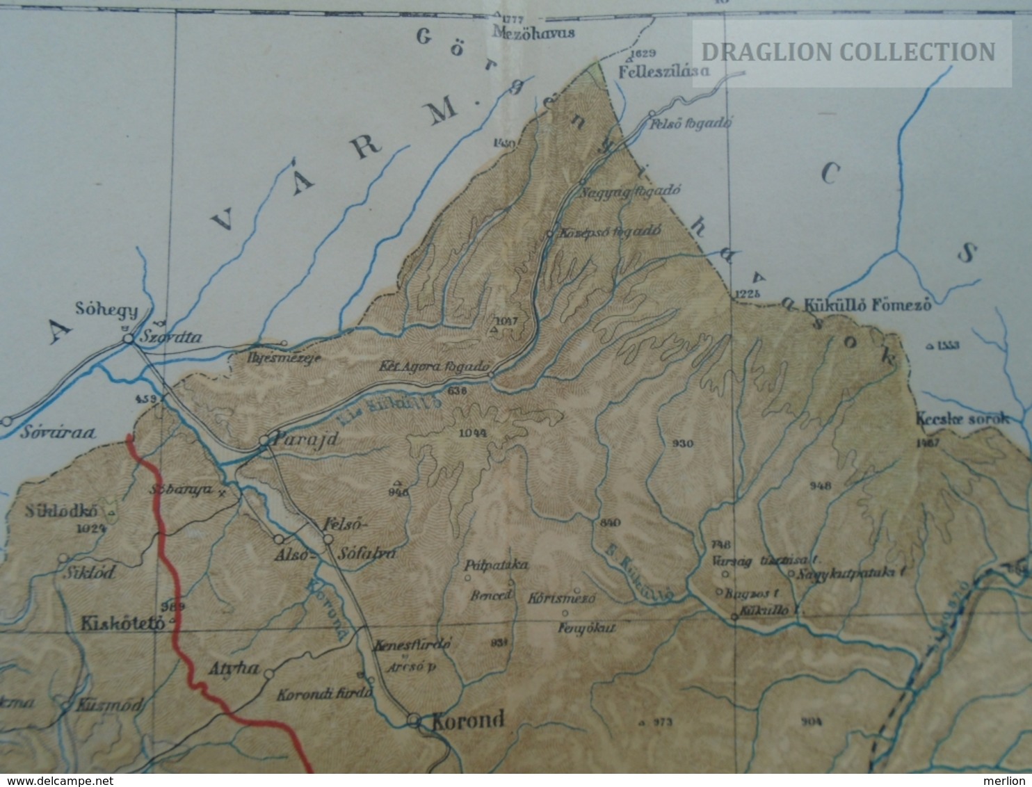 W513.16 Hungary UDVARHELY- Vármegye -Homoród, Zetelaka, Korond Ca 125 Years Old Map For Pallas Lexikon Ca 1890 - Geographische Kaarten