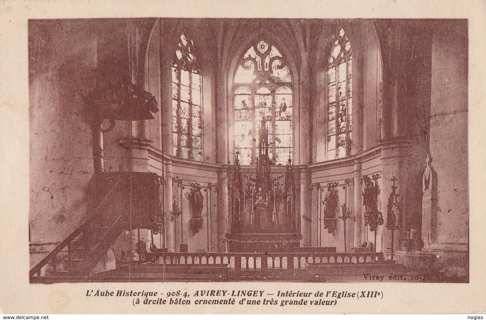 AVIREY-LINGEY - L'INTERIEUR DE L'EGLISE - BELLE CARTE - SEPIA - 2 SCANNS -  TOP !!! - Autres & Non Classés