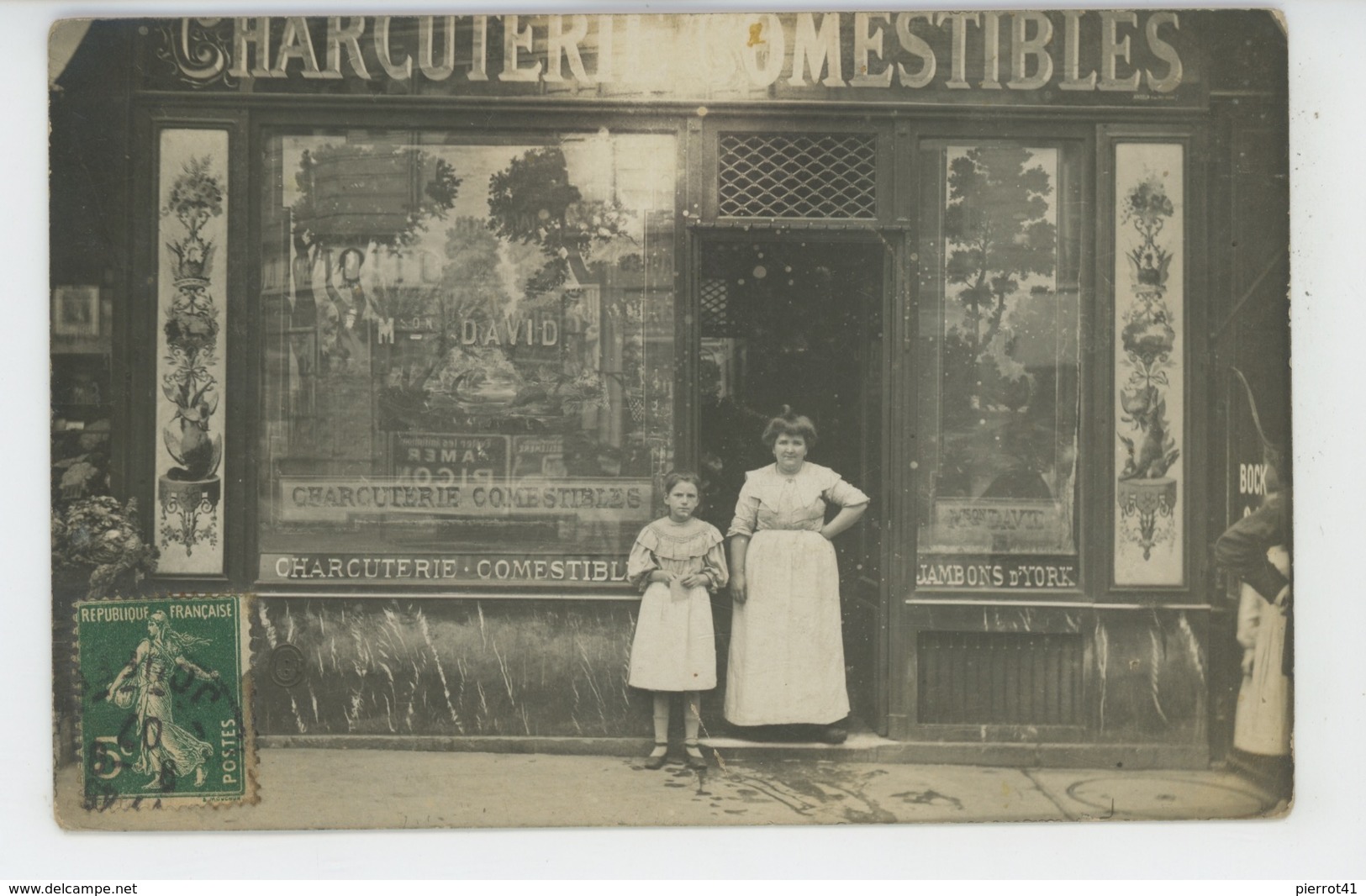 COMMERCE - PHOTOS - PARIS BATIGNOLLES - Carte Photo De La Maison DAVID - CHARCUTERIE COMESTIBLES, Rue De Tocqueville - Magasins