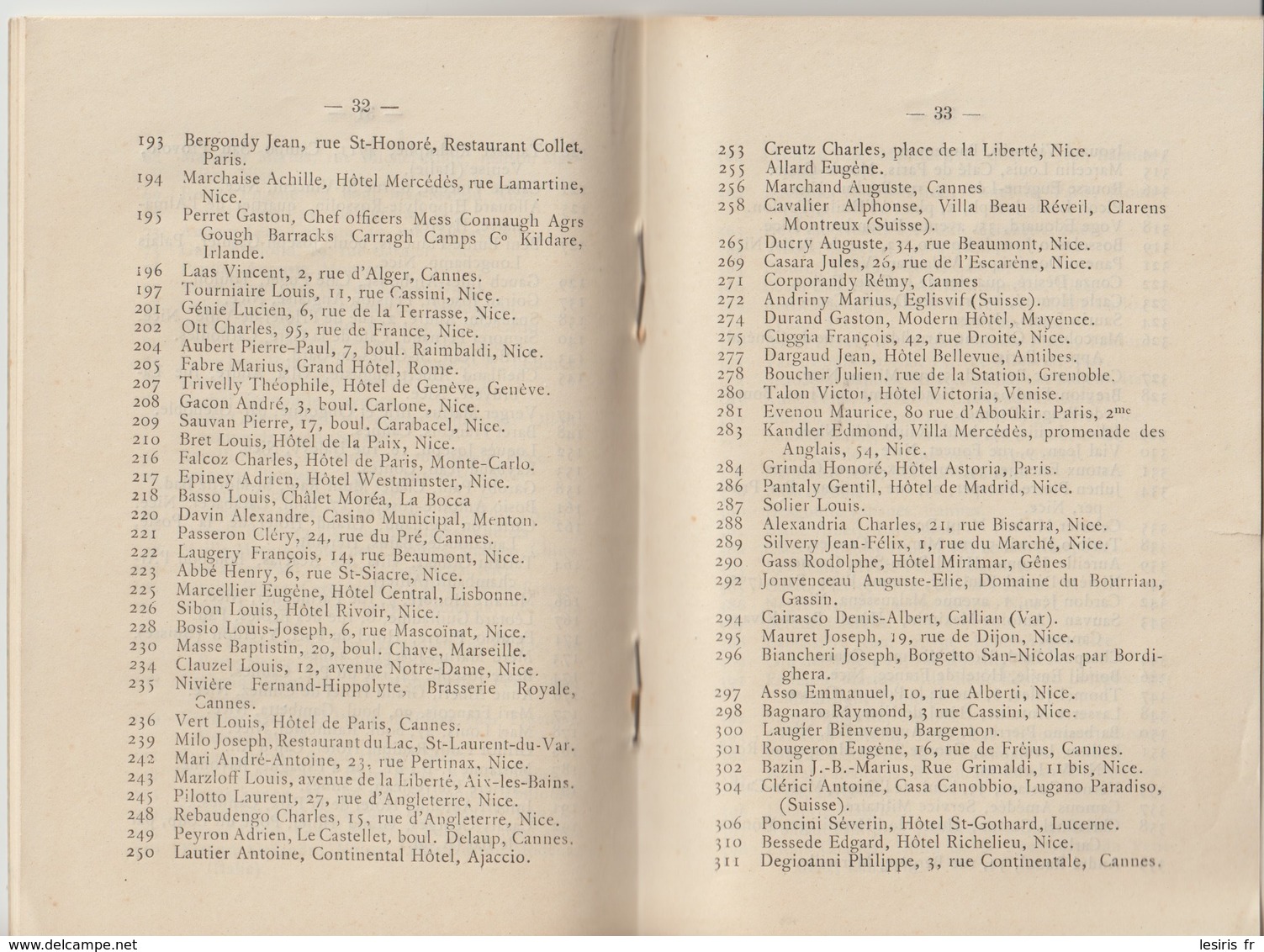 BUREAU PARITAIRE MUNICIPAL - SECTION DES CUISINIERS DE NICE ET DU LITTORAL - SOCIÉTÉ DE SECOURS MUTUELS - ANNUAIRE 1913 - Documentos Históricos