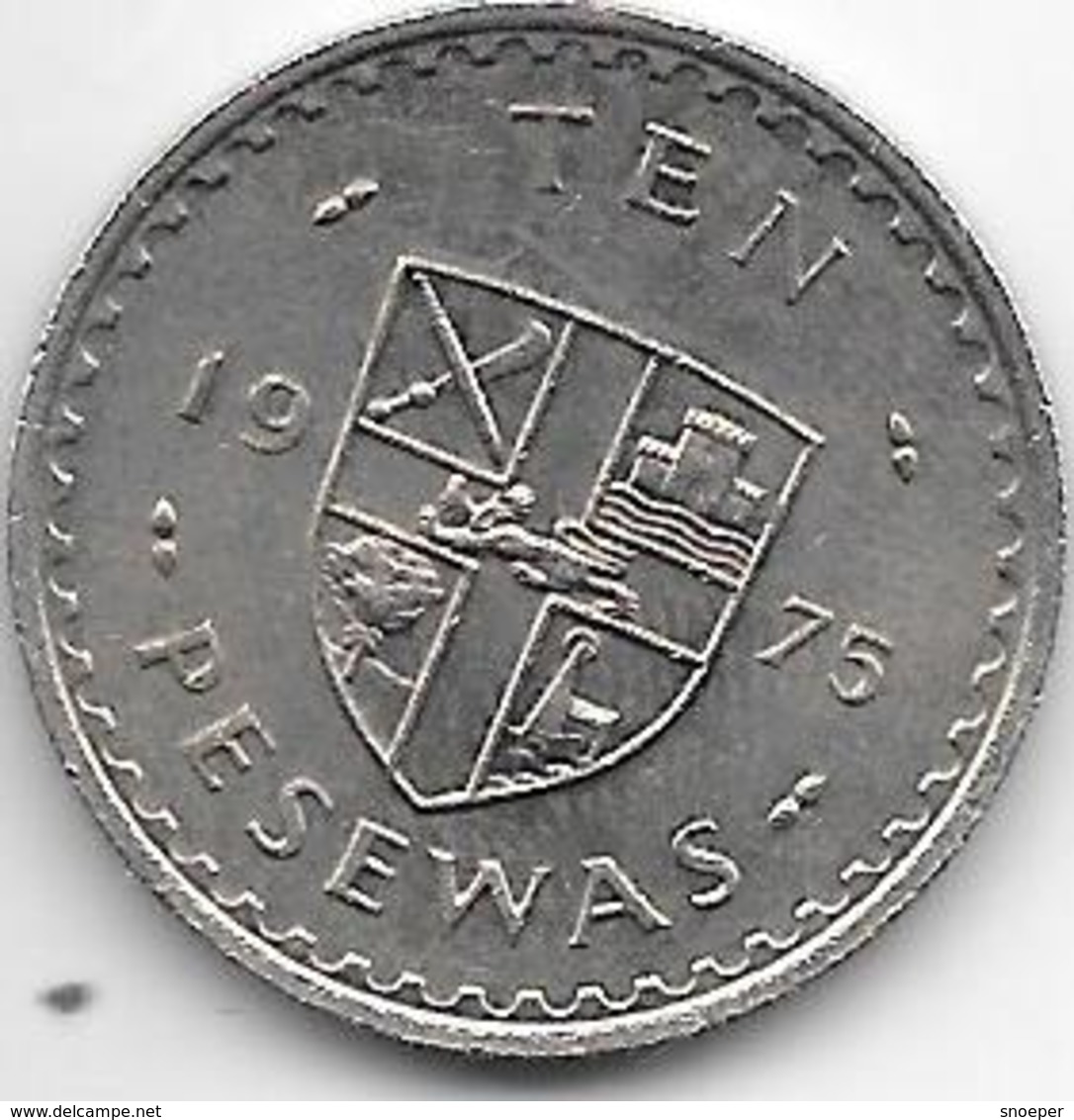 *GHANA 10 PESEWA 1975 KM 16   Xf+ - Ghana