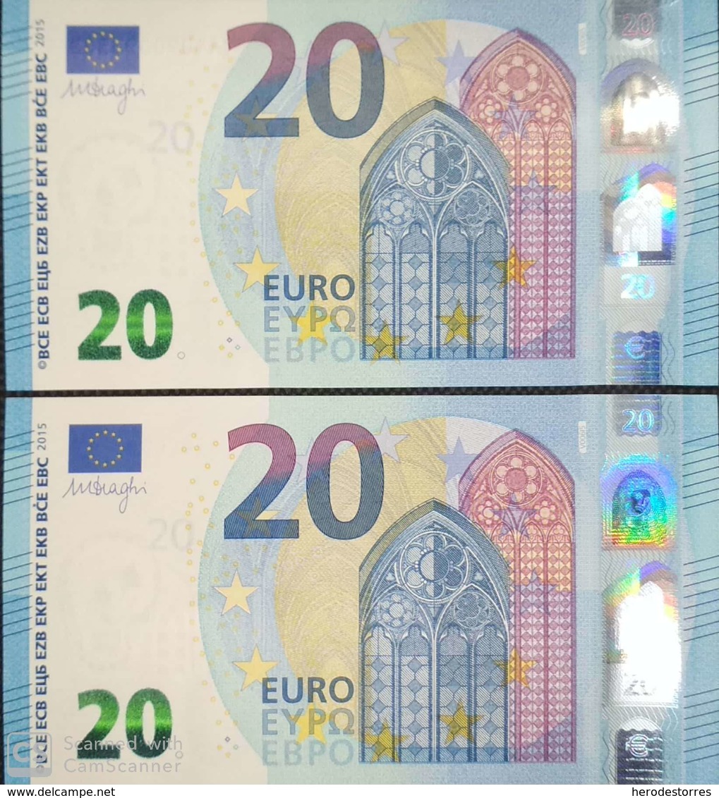 PAAR CORRELATIV EURO SPAIN 20 V006 DRAGHI, UNCIRCULATED - 20 Euro