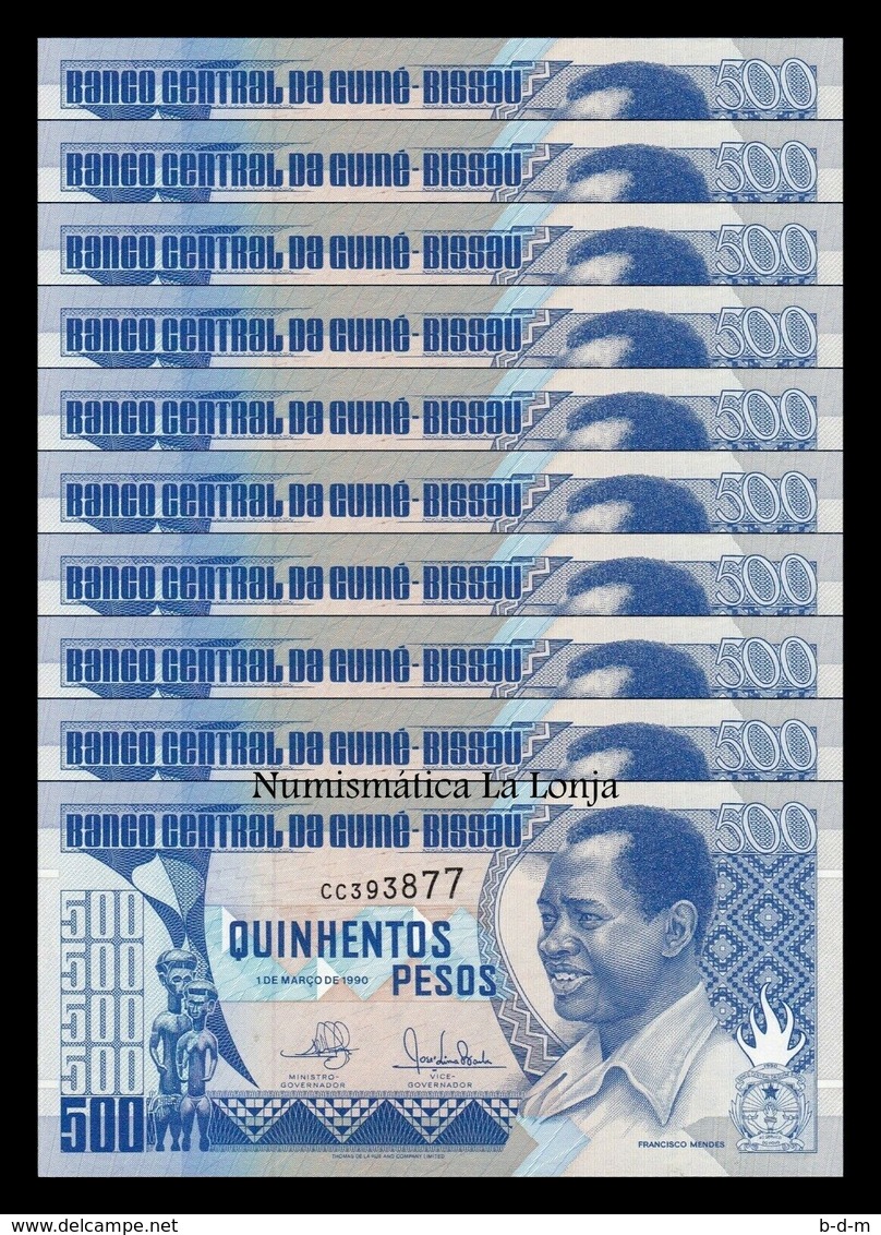Guinea Bissau Lot Bundle 10 Banknotes 500 Pesos 1990 Pick 12 SC UNC - Guinea–Bissau