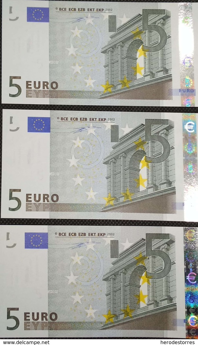 Trio Correlativ EURO FRANCE 5 EUROS L010, DUISEMBERG, UNCIRCULATED - 5 Euro