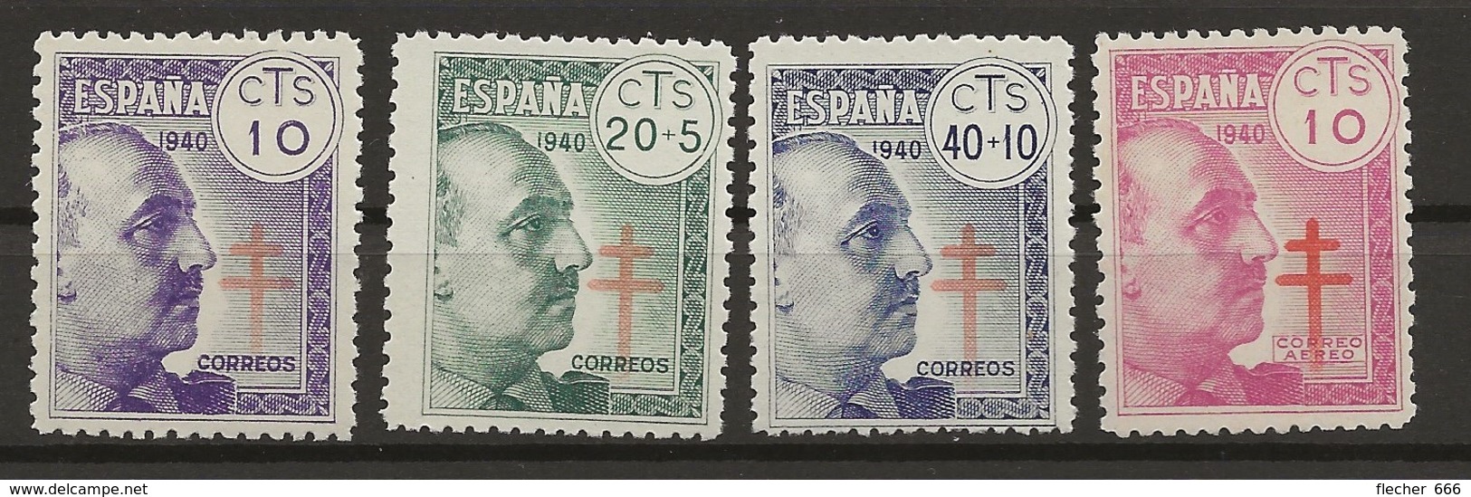 R04.G4/ SPAIN 1940, EDIIFL 936/39 MNH**, PRO TUBERCULOSOS, GENERAL FRANCO - Nuevos